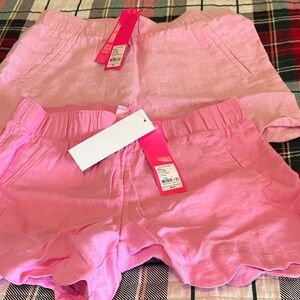 Lilly Pulitzer Pink Linen Elastic Waist Shorts